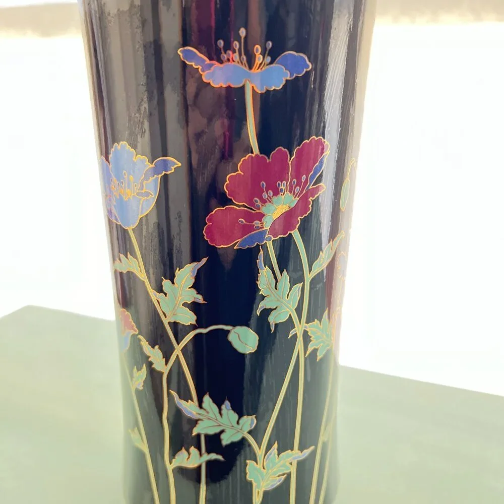 Vintage 1970's Hand Painted Windflower Poppy Vase.
